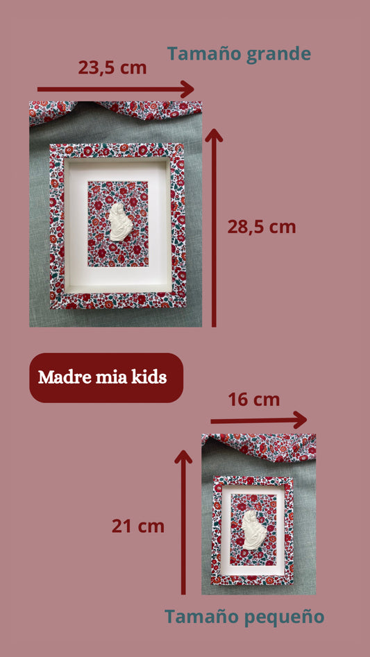 Virgen con Niño Jesús Alegría marco de tela