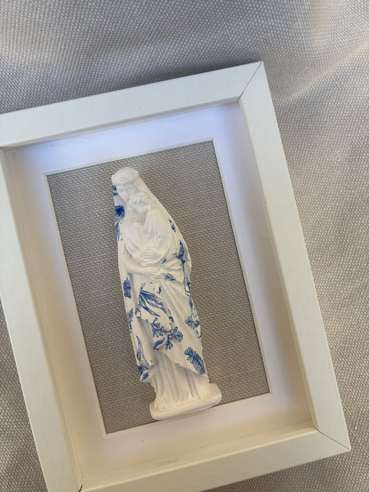 Madonna con Niño Jesús flores Azules