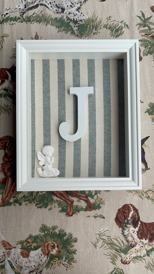 Letra con Ángel de la Guarda rayas verdes