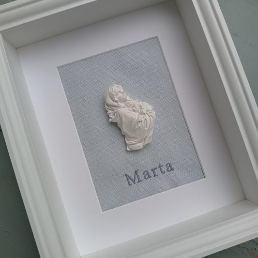 Virgen y Niño Jesús azul con nombre