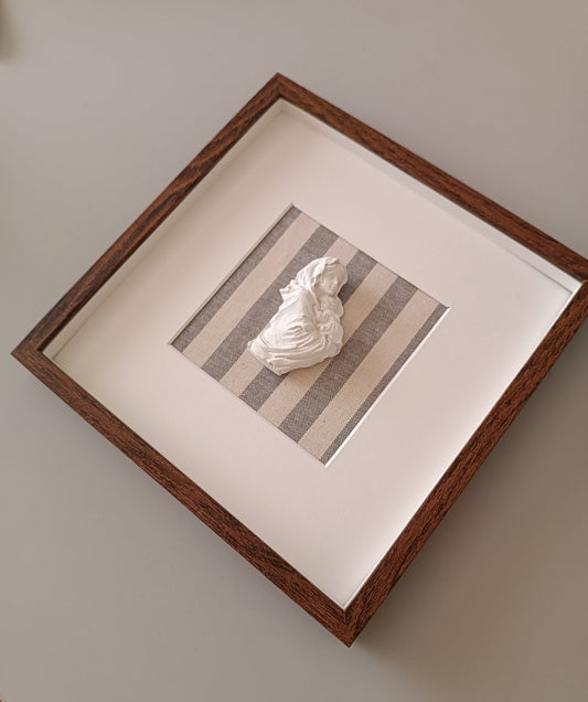 Virgen con Niño Jesús rayas azules