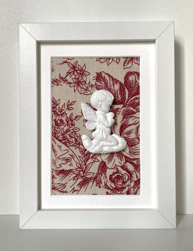 Ángel de la Guarda Toile de Jouy rojo (pequeño)