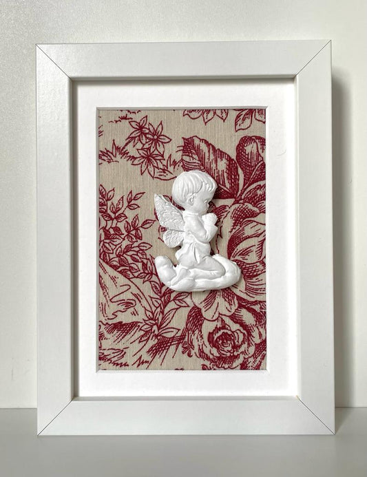 Ángel de la Guarda Toile de Jouy rojo (pequeño)