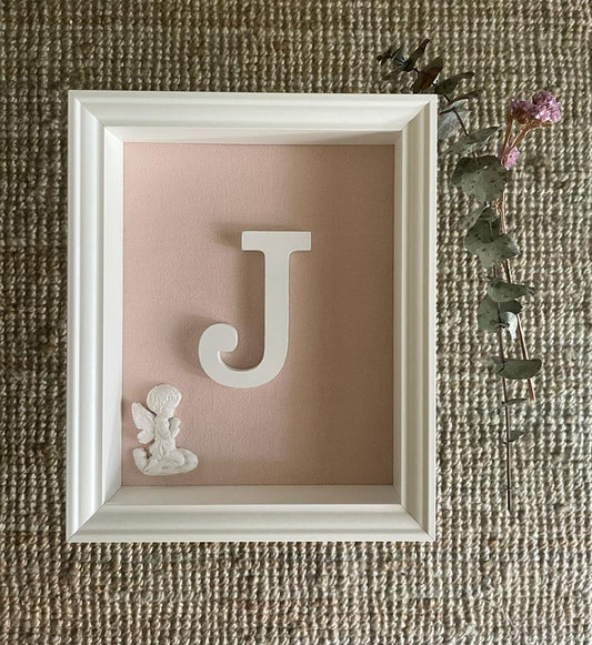 Letra con Ángel de la Guarda rosa