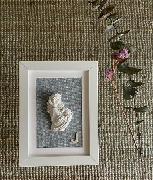 Virgen María con Niño Jesús azul