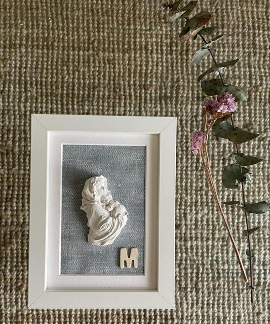 Virgen María con Niño Jesús azul