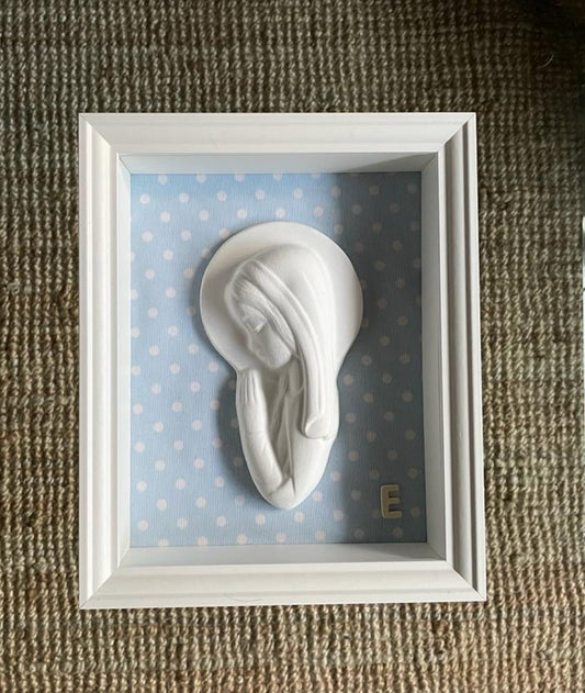 Virgen Niña azul lunares