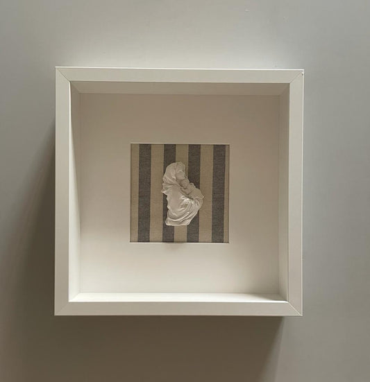 Virgen con Niño Jesús rayas azules