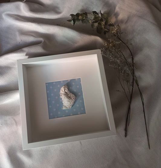 Virgen con Niño Jesús azul lunares