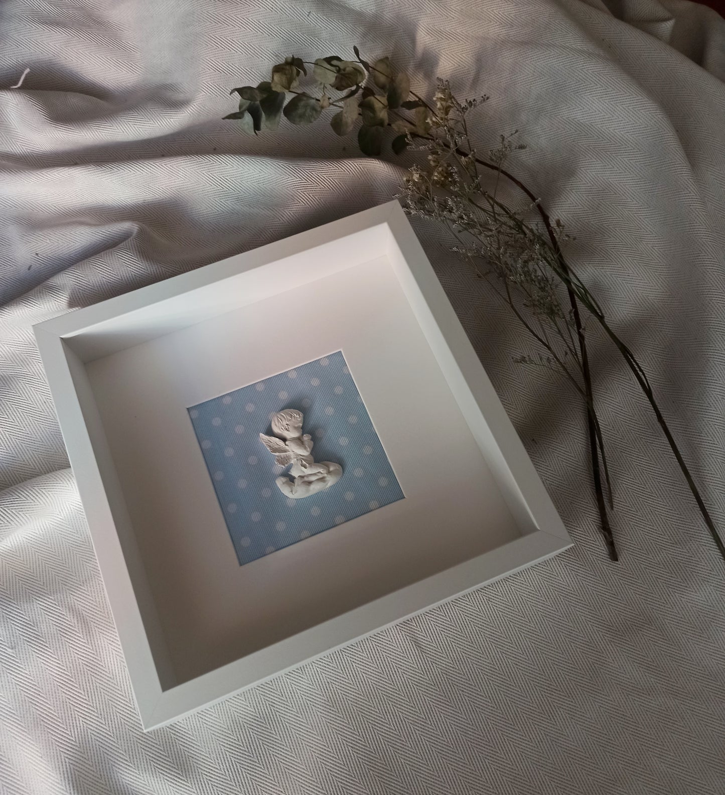 Ángel de la Guarda lunares azul (grande)